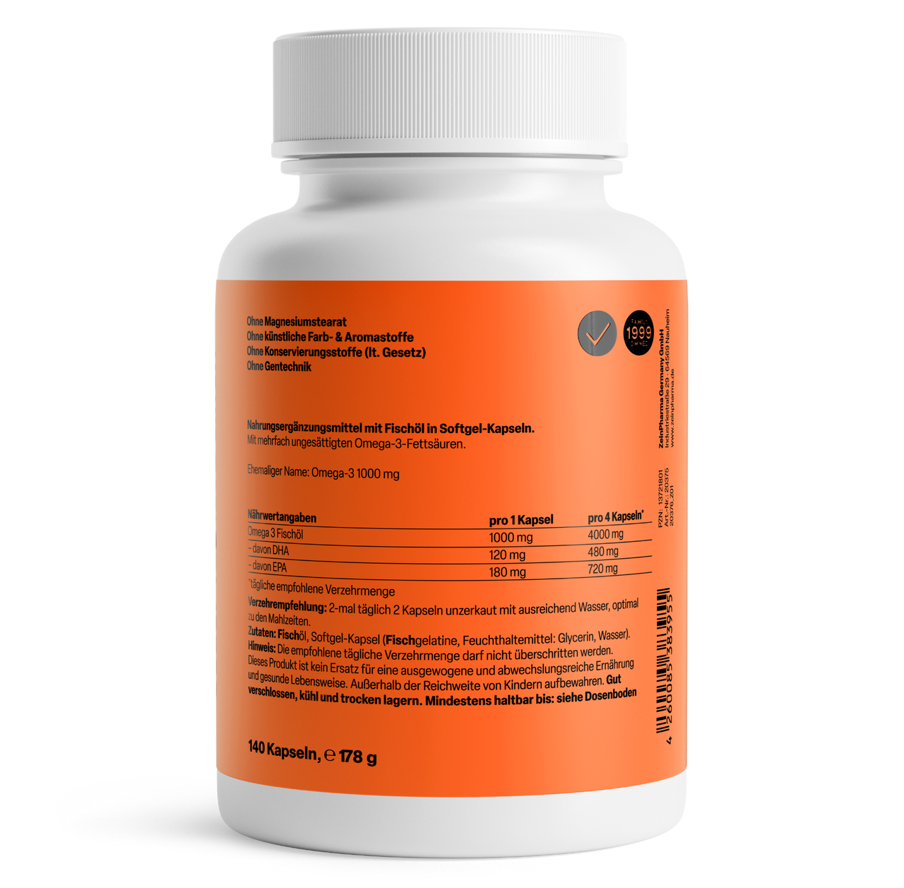 ZeinPharma Omega-3 Essence L Softgel-Kapsul 1000 mg 140 Kapsul