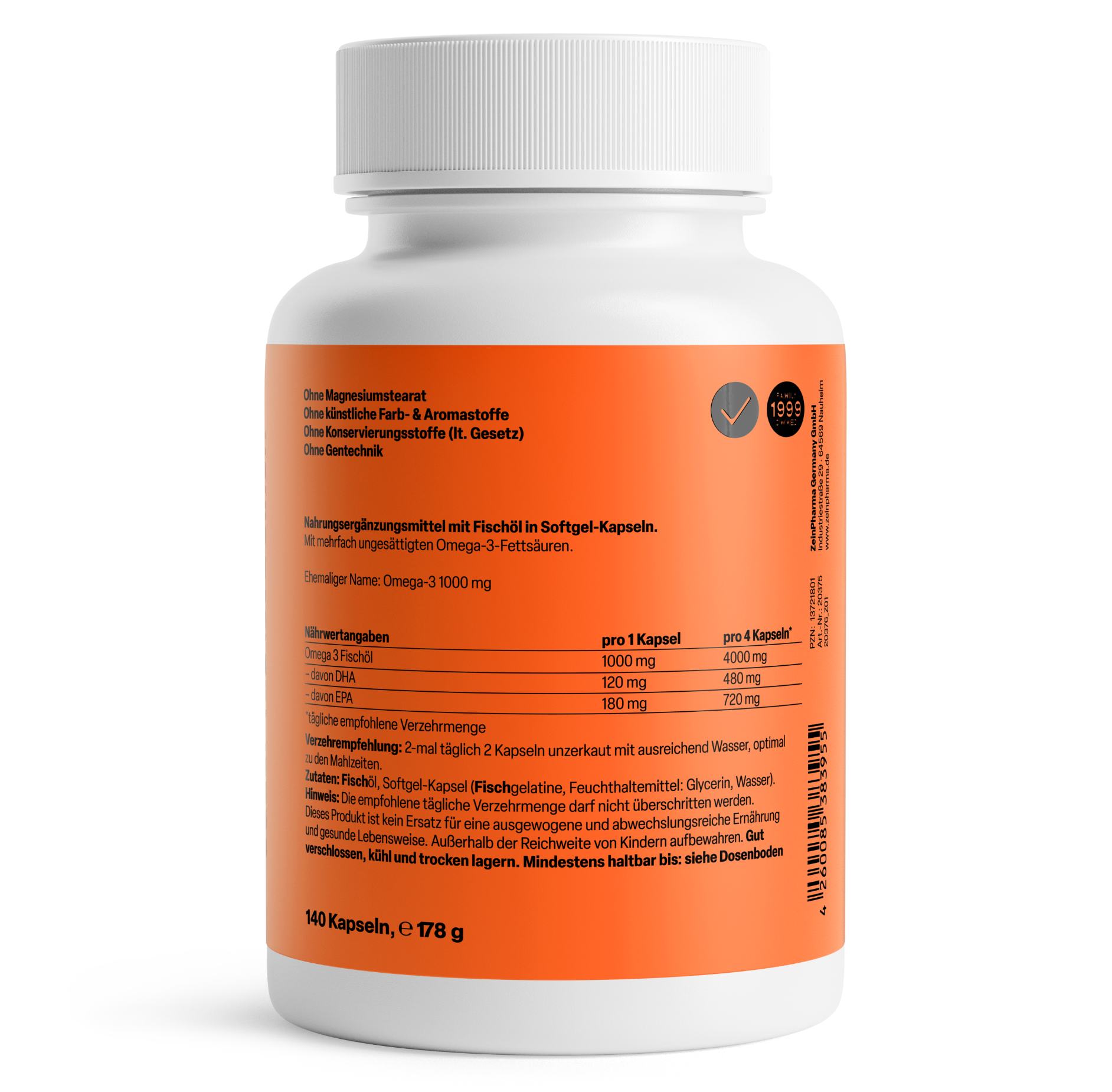 ZeinPharma Omega-3 Essence L Softgel-Kapsul 1000 mg 140 Kapsul